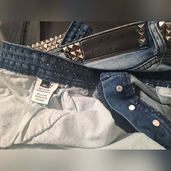 GFTD Los Angeles Distress Rip Studded Waist, Men's Jeans Size 36. - Picture 6 of 16